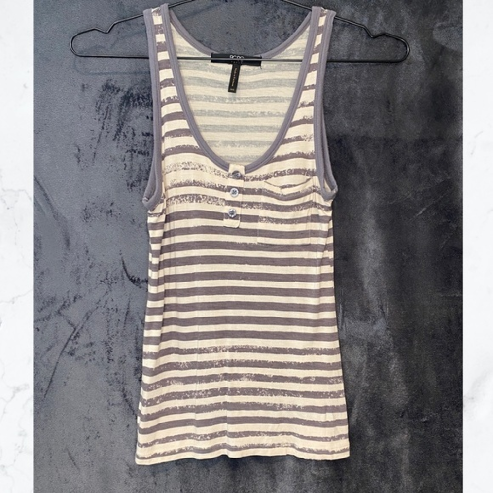 Women’s BCBG Gray & White Striped Tank Top‎ Size XXS
